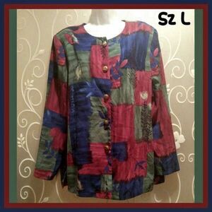 WOMENS SILKY MULTI COLOR CAREER TOP SIZE L